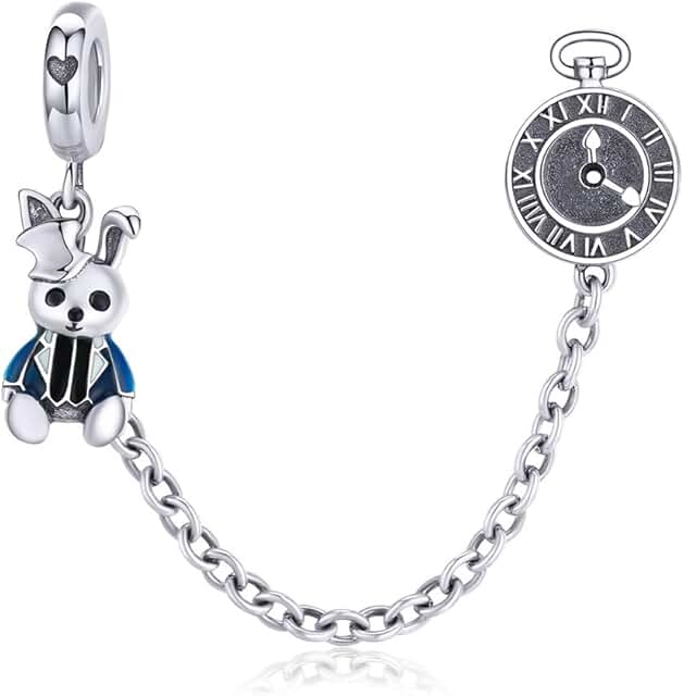Sterling Silver Safety Chain with Heart Flower Snowflake Bead