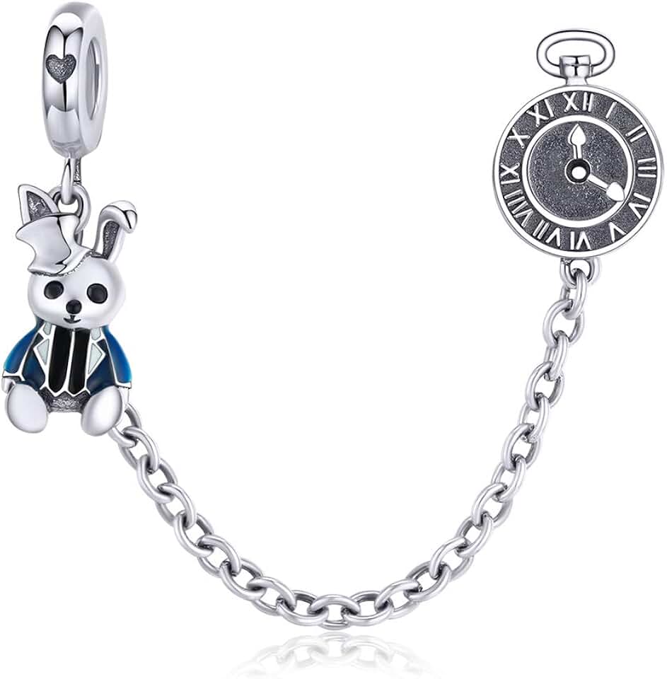 Sterling Silver Safety Chain with Heart Flower Snowflake Bead