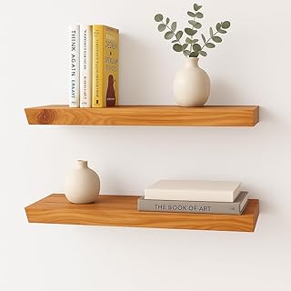 Set of 2 Wall-Mounted Wooden Floating Shelves
