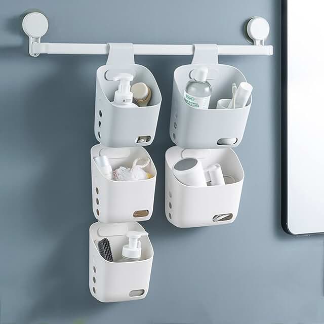 3-Piece Hanging Shower Basket Set for Bathroom and Kitchen