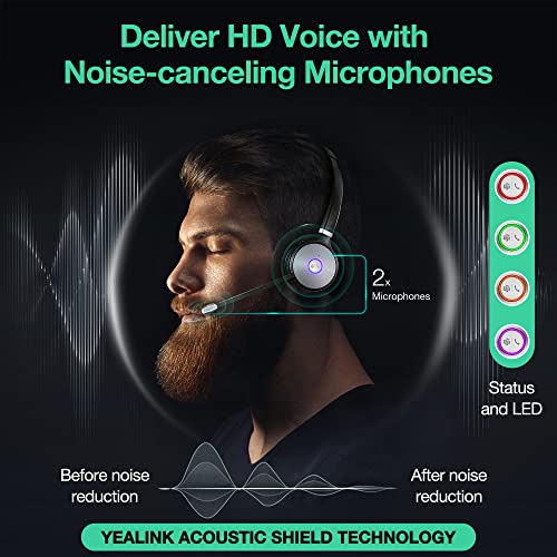 WH62 DECT Headset Ultra Portable Wireless Headset with Microphone Teams & Zoom  Headphones with a USB A Dongle Stereo Noise Canceling Mic Office Headset for Computer PC Laptop