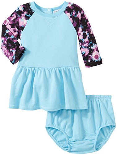 Littles Baby Girls' Abstract Floral Dress,Aqua,3-6 Months