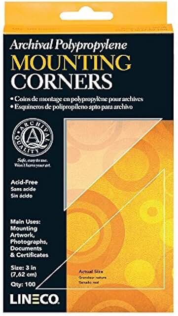Set of 2 clear 3-inch archival polypropylene mounting corners