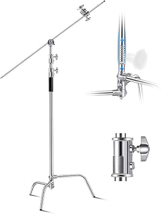 Heavy Duty C Stand with Boom Arm, Adjustable Height