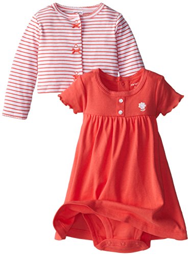 Baby Girls' 2 Pc Dress Set - Poppy Solid - 3 Months