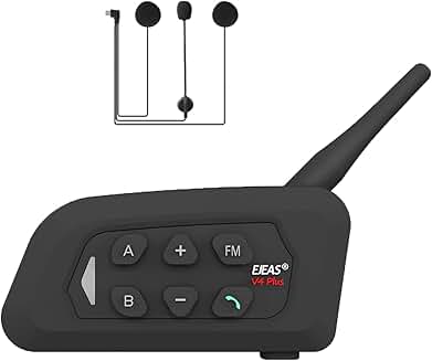 Motorcycle Helmet Bluetooth Intercom for 4 Riders, Waterproof