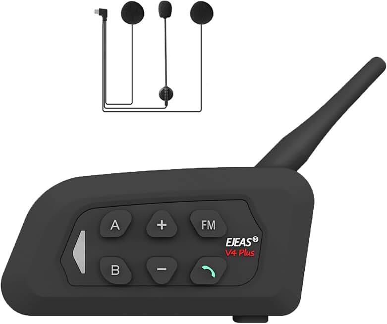 Motorcycle Helmet Bluetooth Intercom for 4 Riders, Waterproof