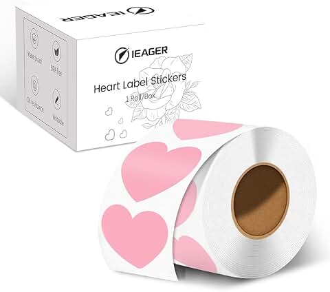 Heart-Shaped 2-Inch Printable Stickers, Pink, 500 Labels