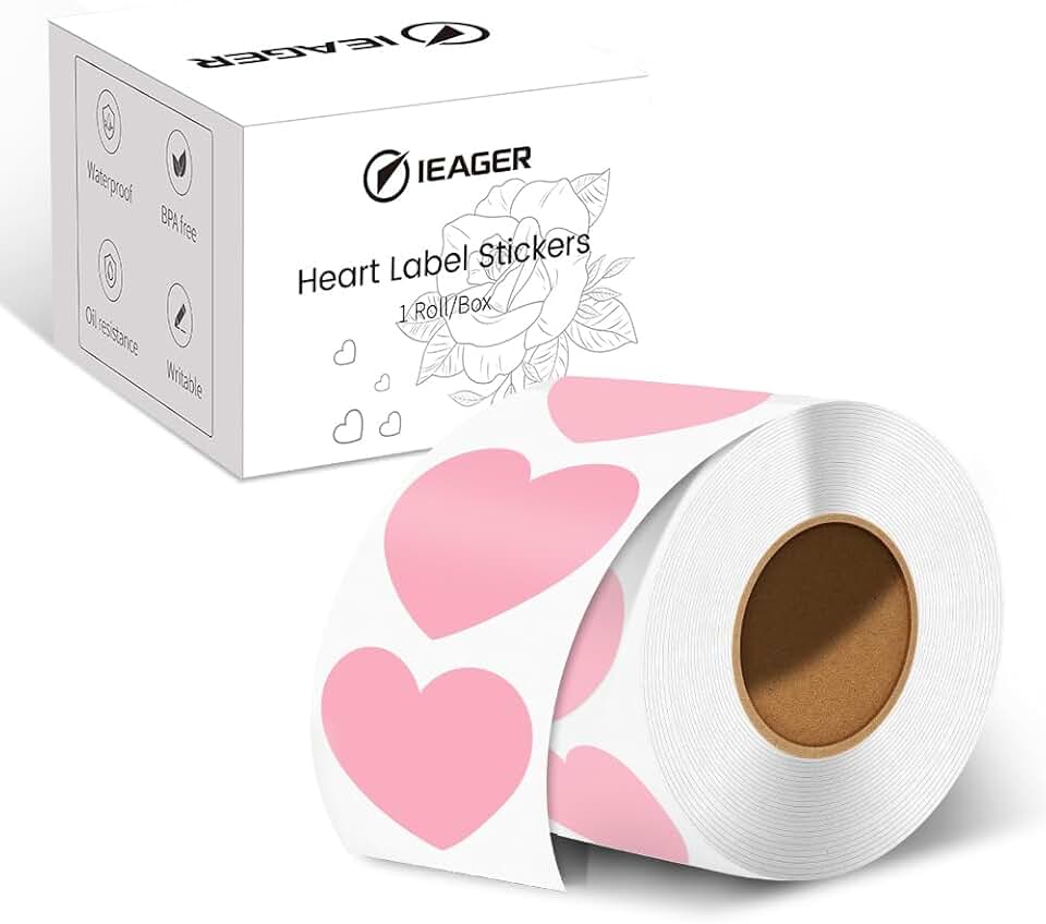Heart-Shaped 2-Inch Printable Stickers, Pink, 500 Labels