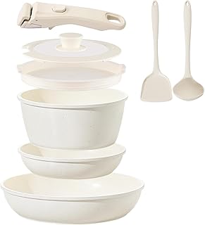 8-Piece Non-Stick Ceramic Cookware Set with Detachable Handles