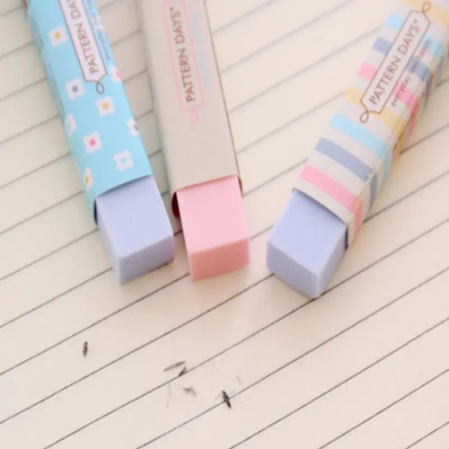 MODAIO-5pcs Student Rainbow Pattern Strip Eraser (Blue and Pink Color in Random Quantity)