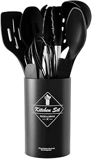 14-Piece Silicone Cooking Utensil Set with Stainless Steel Handles