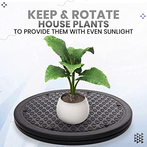 Lazy Susan Turntable Organizer, Non Skid Large Lazy Susan Turntable for Cabinet, Computer or Laptop, Plastic Turn Table, Black 12 in, 5 PC - by