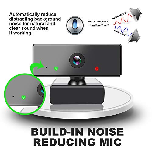 1080P HD Plug and Play Webcam with Microphone, 110 Wide Angle Computer Mac Laptop Desktop Web Camera, Online USB PC Webcams for Video Calling Recording, Zoom Meeting, Skype or Game Live Streaming