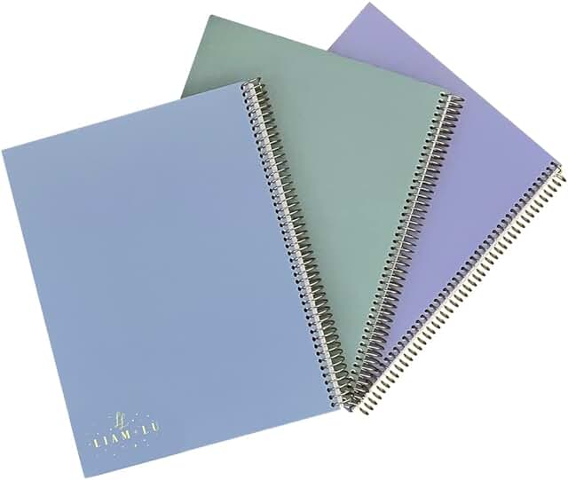 Left-Handed Spiral Notebooks, 3 Pack, 9"x11"
