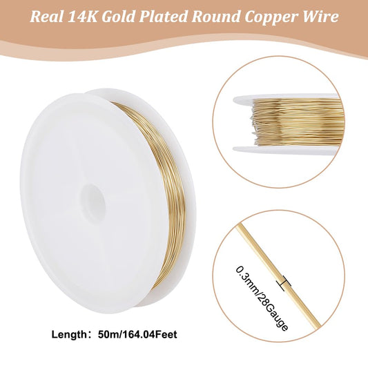 28 Gauge Gold Plated Bead Wire for Jewelry Making