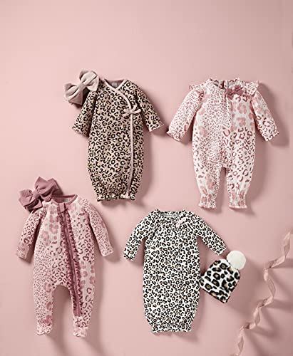 Baby Girls' Mauve Leopard Sleeper and Headband, 6-9 Months