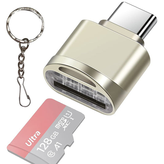 Type C Micro SD Card Reader with Keychain for Mac Windows Samsung