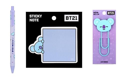 School Supplies Set with Gel Pen, Sticky Note, and Clip