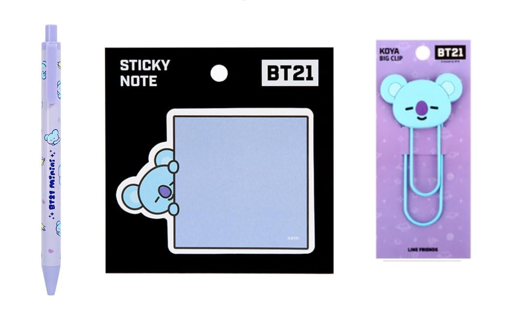 School Supplies Set with Gel Pen, Sticky Note, and Clip