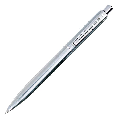 Refillable pencil with brushed chrome finish