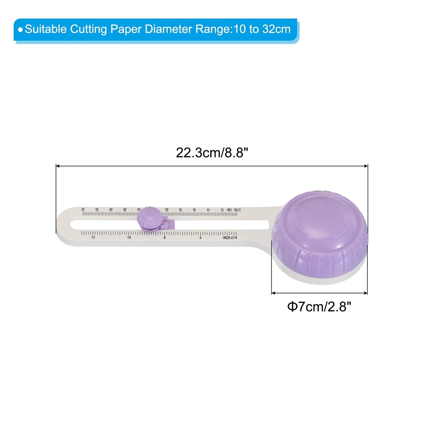 Purple Circular Rotary Paper Trimmer 7x22cm with 3 Blades