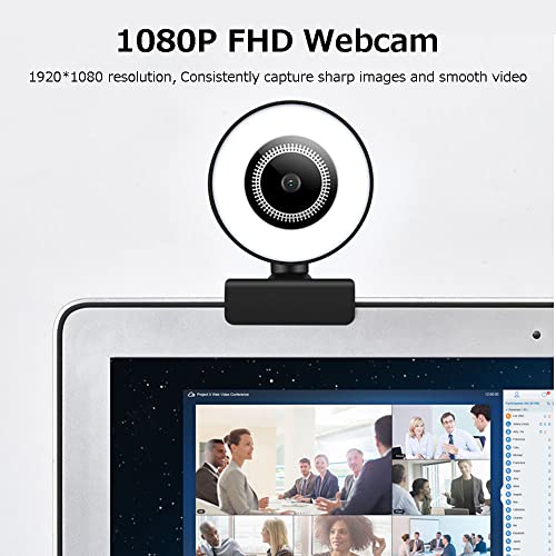 A40 FHD 1080P Webcam with Dual Microphone and Fill Light, Clip On USB Web Camera Computer Camera for Desktop PC Laptop Online Learning Meeting