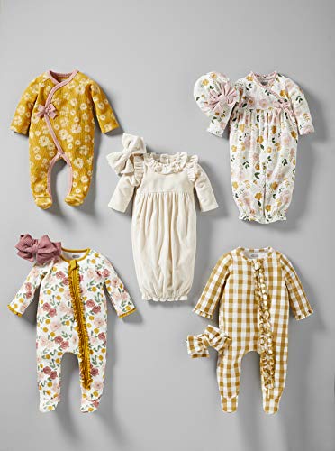 Baby Girls' Mustard Gingham and Headband Set, 0-3 Months