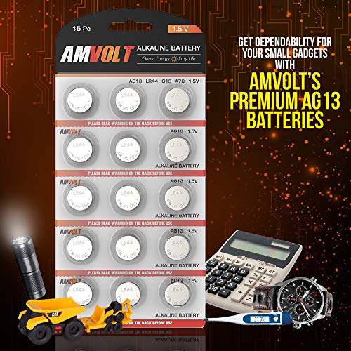 '- Pack of 15 LR44 Batteries AG13A76 Battery, Premium Alkaline Ultra Power Non Rechargeable Button Battery, 1.5 Volt Small Batteries for Remotes Games Controllers Toys & Electronic Devices