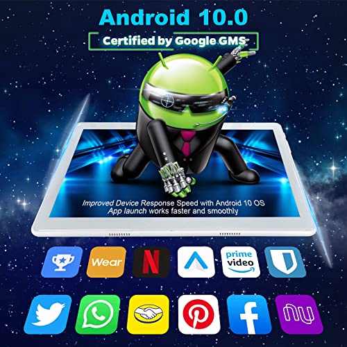 10 inch Android 10 Tablet with Dual SIM Card Slot, 2GB RAM, 32GB ROM, 128GB Expand Support, Octa-Core, IPS HD Display for Study Gaming Entertainment, Home, Office
