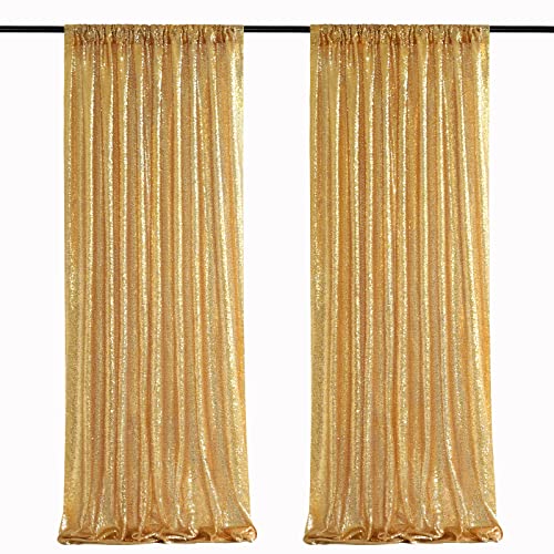Gold sequin backdrop curtain panels, 2 pieces, 2ft by 8ft