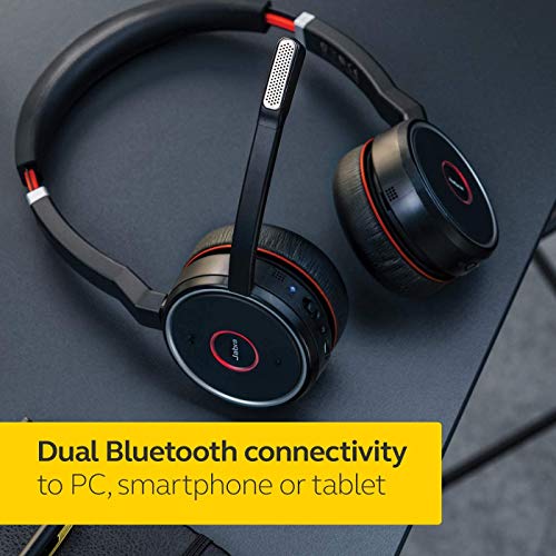 Evolve 75 MS Wireless Headset, Stereo - Includes Link 370 USB Adapter - Bluetooth Headset with World-Class Speakers, Active Noise-Cancelling Microphone, All Day Battery