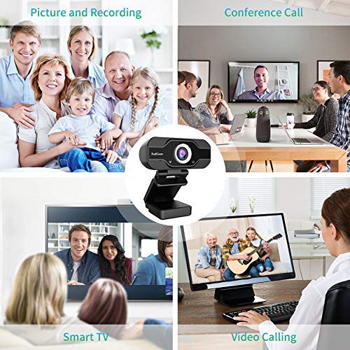 PC Webcam, 1080P Full HD Webcam USB Desktop & Laptop Webcam Live Streaming Webcam with Microphone Widescreen HD Video Webcam 90-Degree Extended View for Video Calling (HD Webcam) (Black)