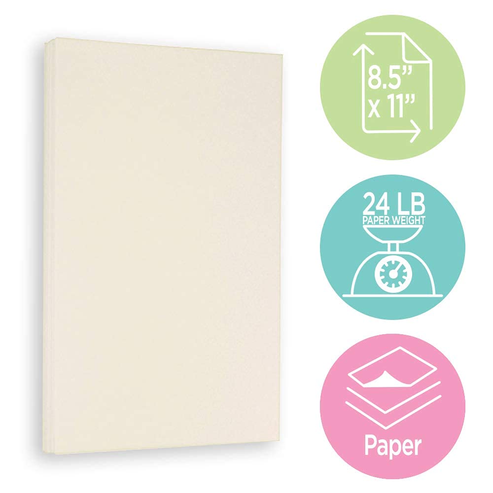 Ivory Wove Paper, 8.5 x 11, 24 lb, 100 Sheets