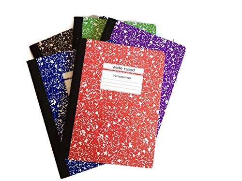 Assorted Color Composition Books, 9 ¾ x 7 ½ inches, 5-pack