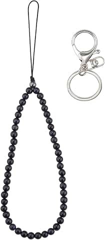 Beaded Phone Charm Wrist Strap with Gemstones