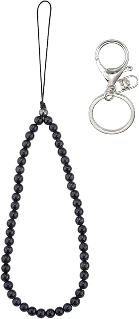 Beaded Phone Charm Wrist Strap with Gemstones