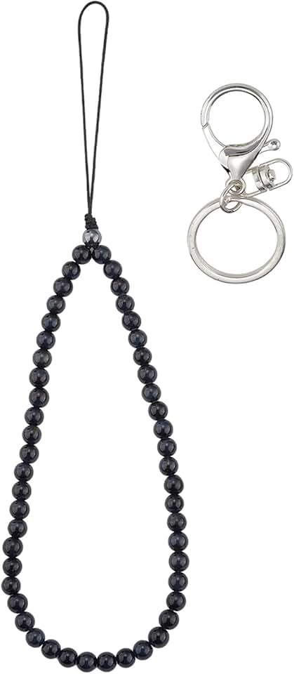 Beaded Phone Charm Wrist Strap with Gemstones