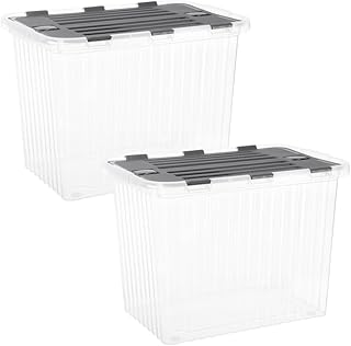 13-Gallon Hinged Lid Storage Totes, 2 Pack