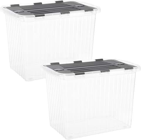 13-Gallon Hinged Lid Storage Totes, 2 Pack
