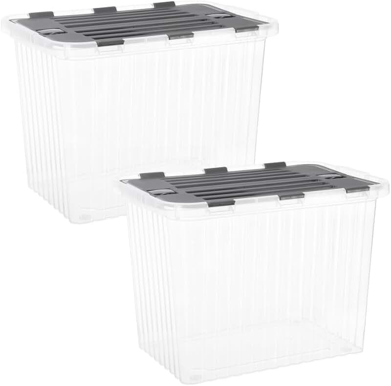 13-Gallon Hinged Lid Storage Totes, 2 Pack