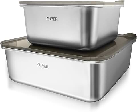 Stainless Steel Food Storage Containers, 2 Pack