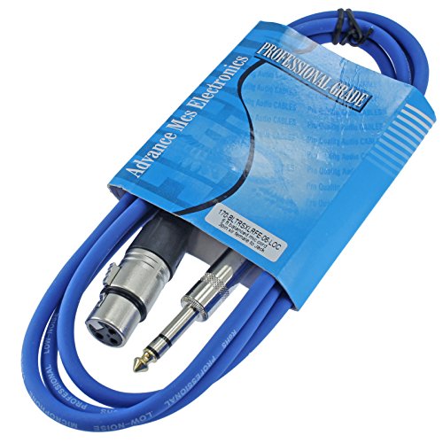 1/4" TRS to 3 Pin XLR Female Pro Audio Patch Cable Balanced and Shielded (6 Foot Feet ft Long, Blue)