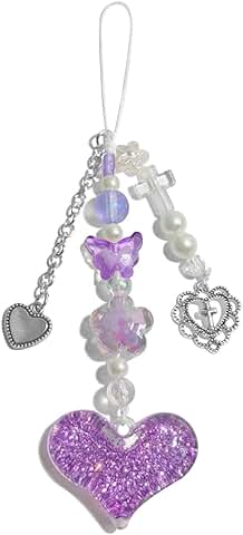Pink Strawberry Heart Phone Charm for Women