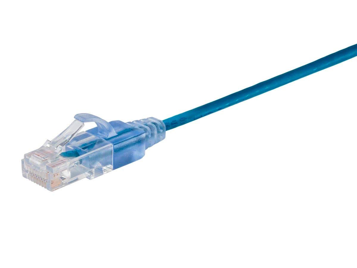 Cat6A Ethernet Patch Cable - 0.5 Feet - Blue (10 Pack) Network Internet Cord, Snagless RJ45 UTP Pure Bare Copper Wire 10G 30AWG - SlimRun Series