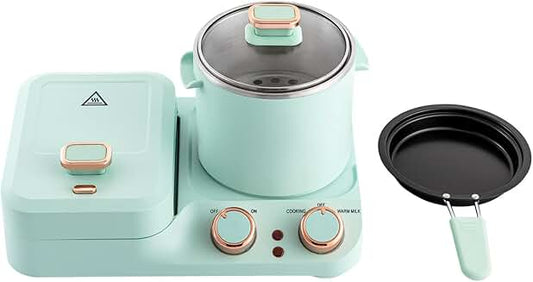 3-in-1 Breakfast Station with Toaster, Sandwich Maker, and Steamer