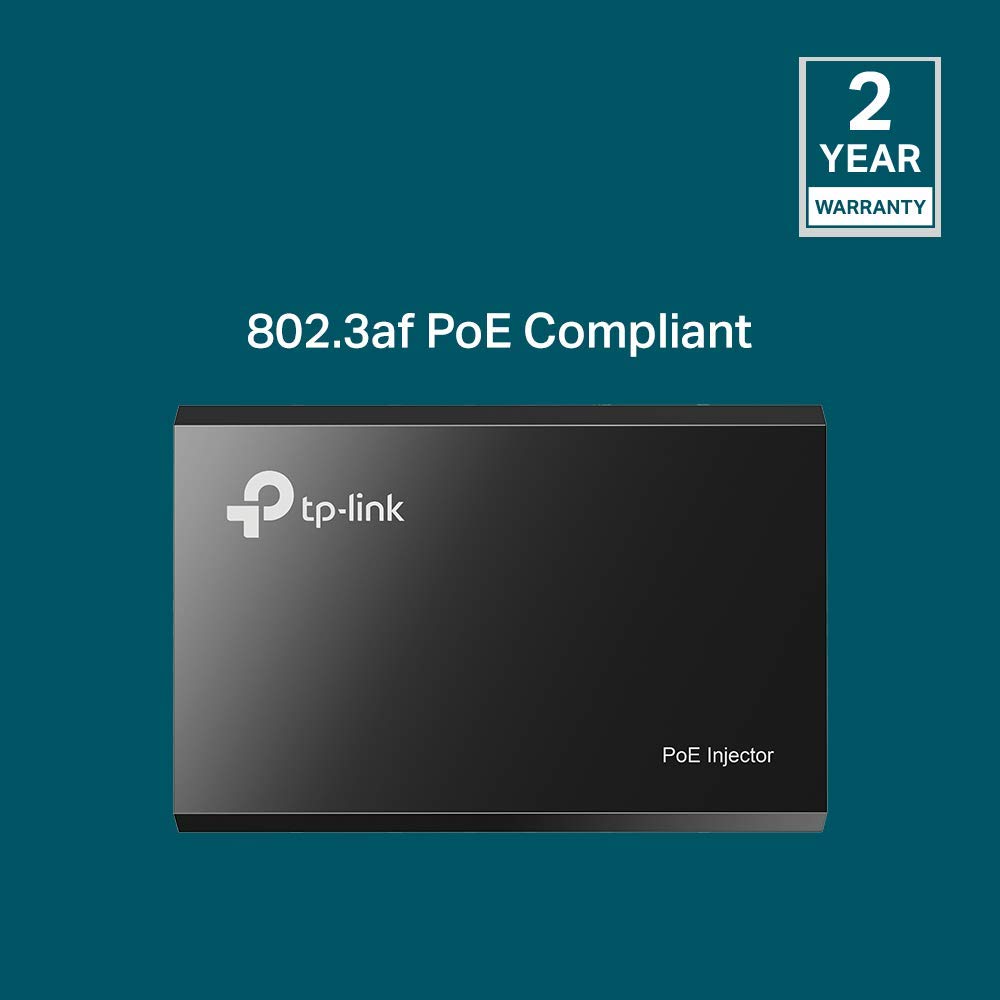 802.3af Gigabit PoE Injector | Convert Non-PoE to PoE Adapter | Auto Detects the Required Power, up to 15.4W | Plug & Play | Distance Up to 100 meters (328 ft.) | Black (TL-PoE150S)