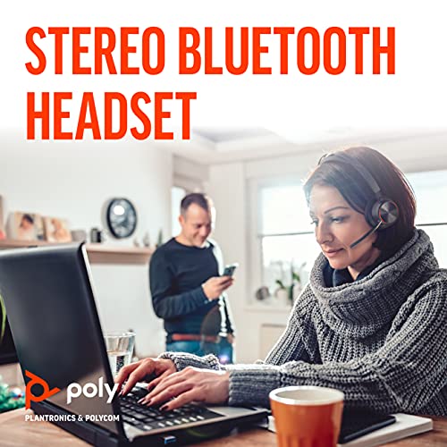 '- Voyager Focus 2 UC USB-A Headset with Stand (Plantronics) - Bluetooth (Stereo) Headset with Boom Mic - USB-A PC/Mac Compatible - Active Noise Canceling - Works w/ Teams, Zoom () & More
