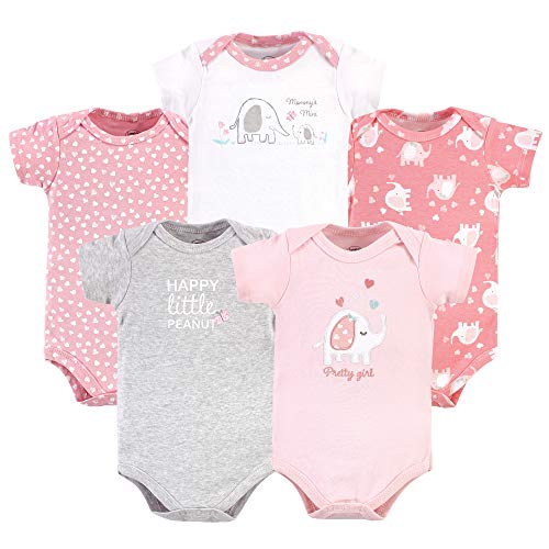 Uni  Baby Cotton Bodysuits, Girl Basic Elephant, 3-6 Months