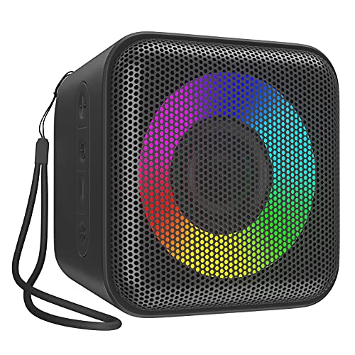 Portable Bluetooth Speaker, Wireless Bluetooth 5.1 Speaker LED Lights, IPX7 Waterproof Speaker with TWS Stereo Pairing, Built-in Mic SD Card, 24H Playtime Perfect for Travel Beach Outdoor